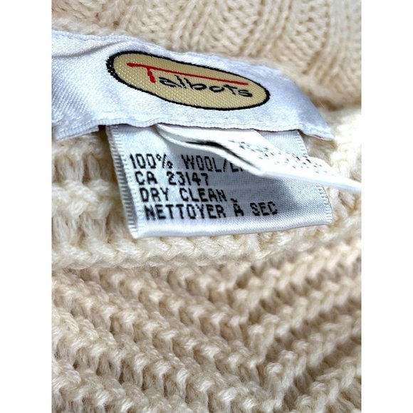 Elevated Boho, Cottage Core Tassle Talbot’s Cream Wool knit Poncho, Women's S/M - Picture 10 of 14